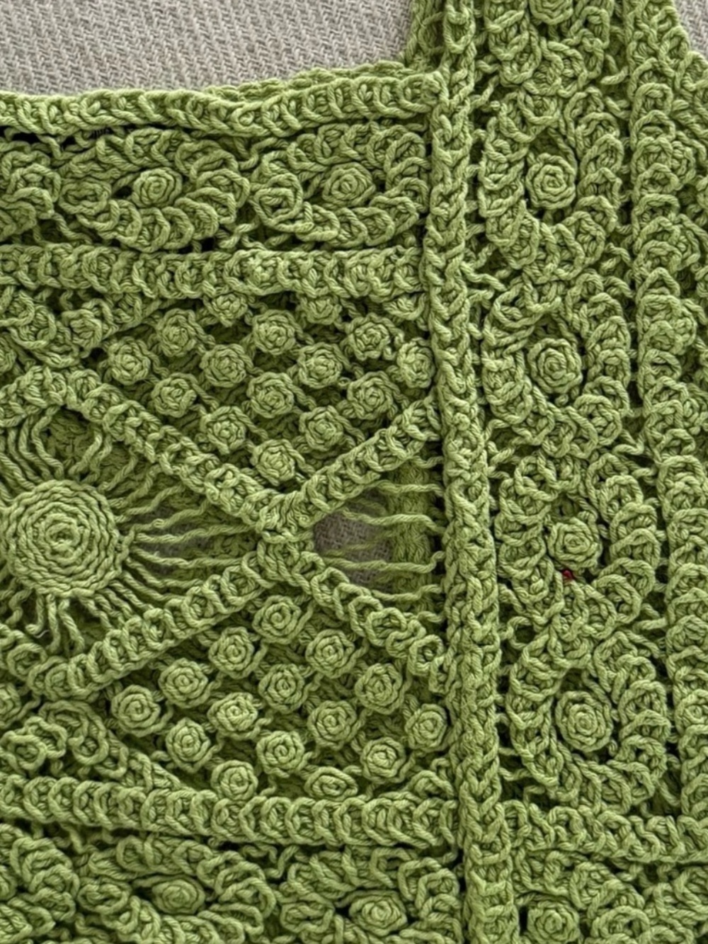 Zara Olive Green Crochet Crop Tank - Picture 2 of 4